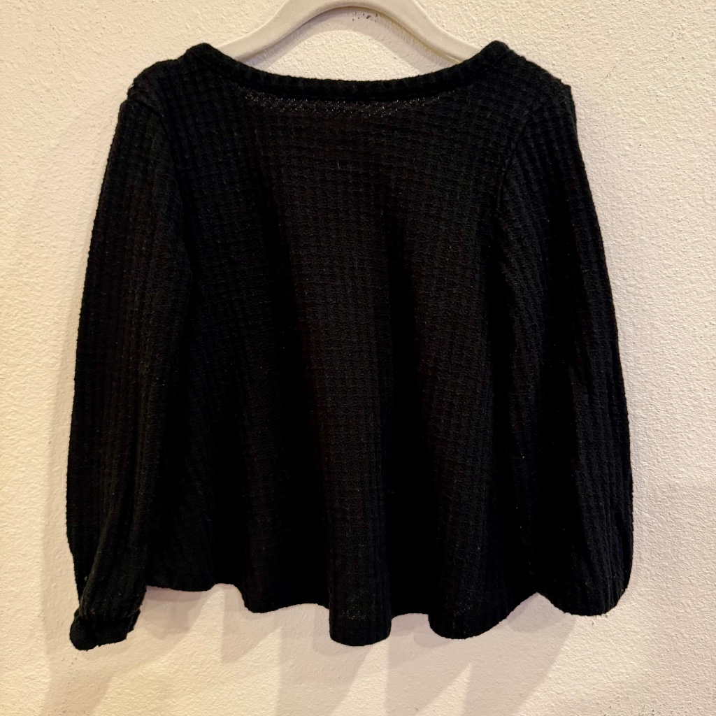 Cat & Jack Black Waffle Knit Long Sleeve Top - Size 3t